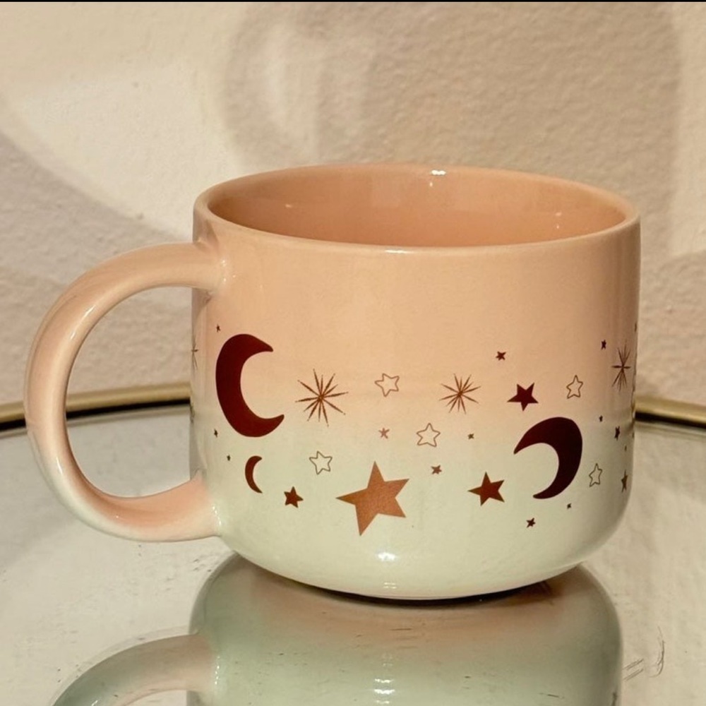 New Starbucks Holiday Rose Gold Stars & Moon Pink White Gradient Ceramic Mug - Picture 2 of 3